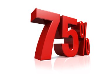 Kırmızı yüzde 75'i 3D render metinde