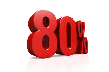 Kırmızı yüzde 80'i 3D render metinde