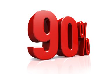 Kırmızı yüzde 90'ı 3D render metinde