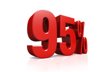 Kırmızı yüzde 95'i 3D render metinde