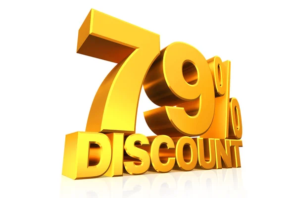 3D render gold text 79 percent discount. — Stock Photo, Image