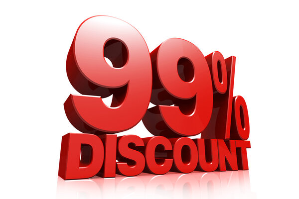 3D рендеринг красного текста 99% скидка
