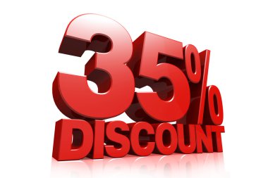 3D render kırmızı metin yüzde 35 indirim