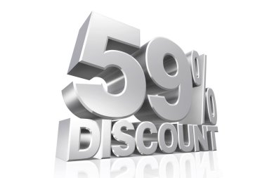 3D render gümüş metin 59 yüzde indirim.