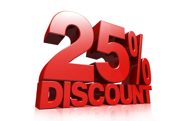 3D render red text 25 percent discount — Stock Photo, Image