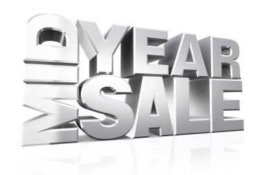 3D gümüş metin yıl satış orta.