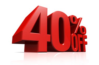 3D render kırmızı metin %40 indirimli.