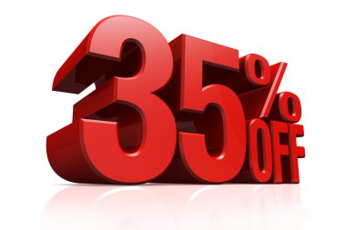 3D render kırmızı metin %35 indirimli.