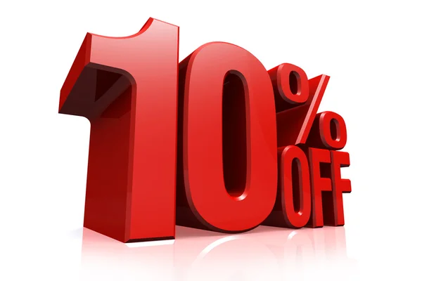 3D render red text 10 percent off. — Stock Photo, Image