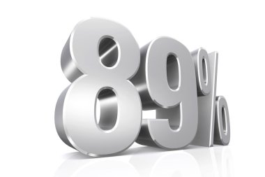 3D render metin gümüş 89 yüzde cinsinden.