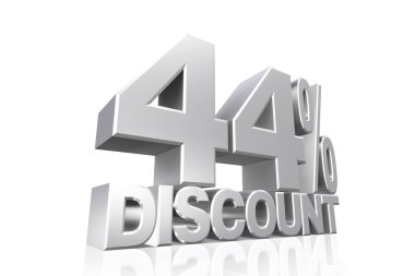 3D render gümüş metin yüzde 44 indirim.