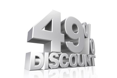 3D render gümüş metin yüzde 49 indirim.
