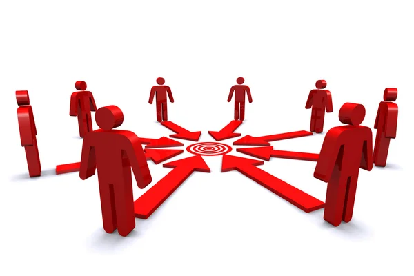 Groep van zakelijke werknemers met rode doel plek. — Stockfoto