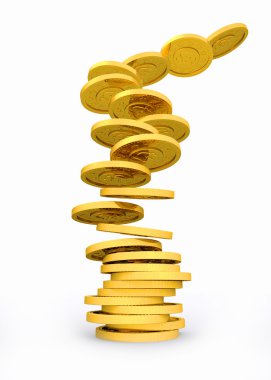 Altın sikke yığını içinde düşen.