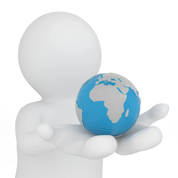 3d mundo en la mano figura blanca. Concepto global . —  Fotos de Stock