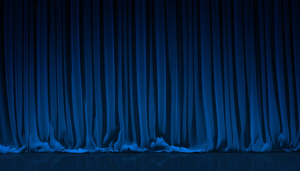 Blauwe gordijn in theater. — Stockfoto