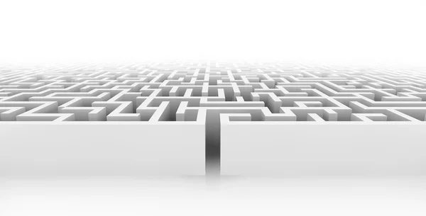 White maze, complex way to find exit. — Stock Photo, Image