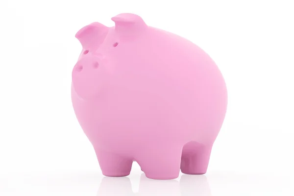 하얀 배경에 고립되어 있는 분홍색 돼지 은행. — 스톡 사진