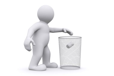 çöpe atma 3d beyaz adam olabilir.