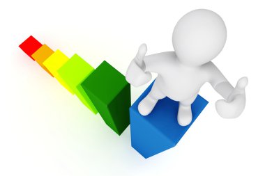 3D beyaz adam karakter ve iş grafiği.