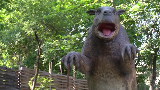 Exposição Animais Modelos Móveis Período Pré Histórico Dinopark Escultura Mecânica — Vídeo de Stock