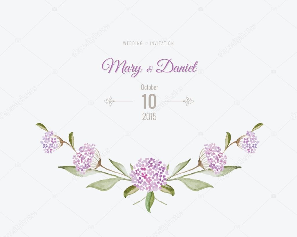 Wedding invitation watercolor. Save The Date card with flowers a