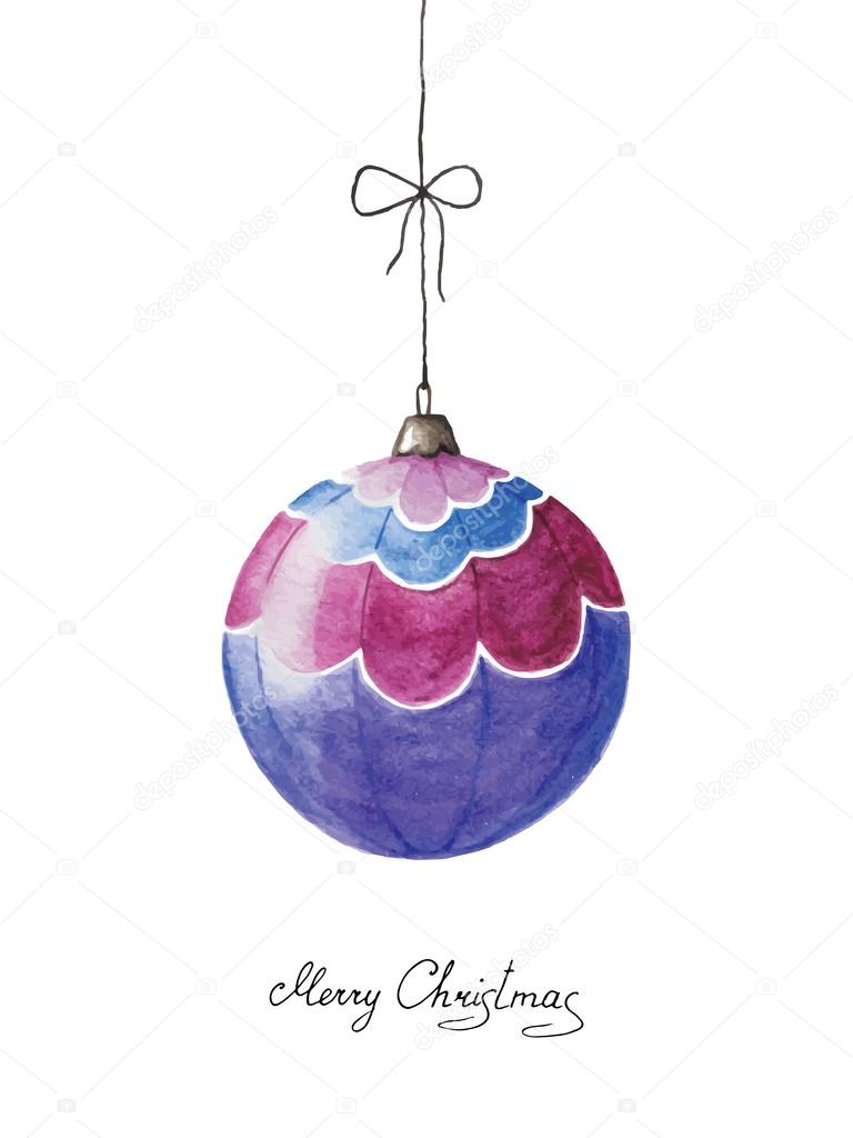 Watercolor Christmas ball with a handwritten greeting with Chris