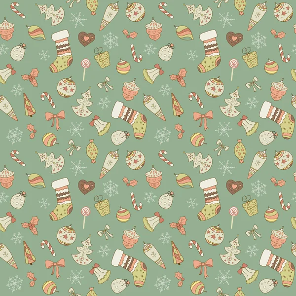 Cute Seamless Christmas pattern. Holiday retro background — Stock Vector