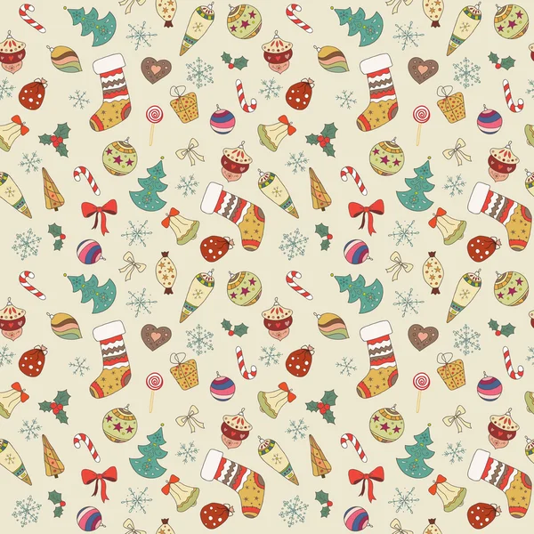 Cute Seamless Christmas pattern. Holiday colorful background — Stock Vector