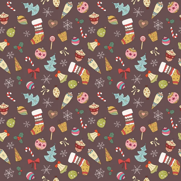 Cute Seamless Christmas pattern. Holiday colorful background — Stock Vector