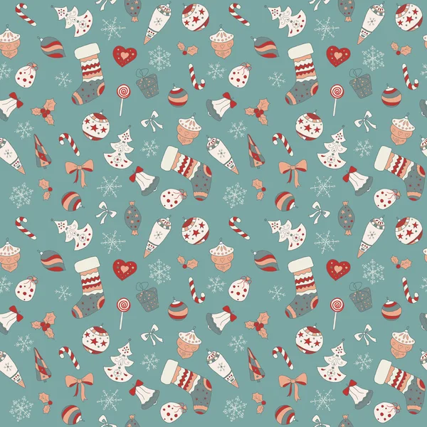 Cute Seamless Christmas pattern. Holiday retro background — Stock Vector