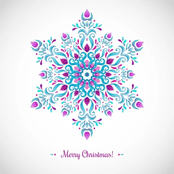 Watercolor snowflake. Vector Illustration. Abstraction. Can be u — Stock Vector