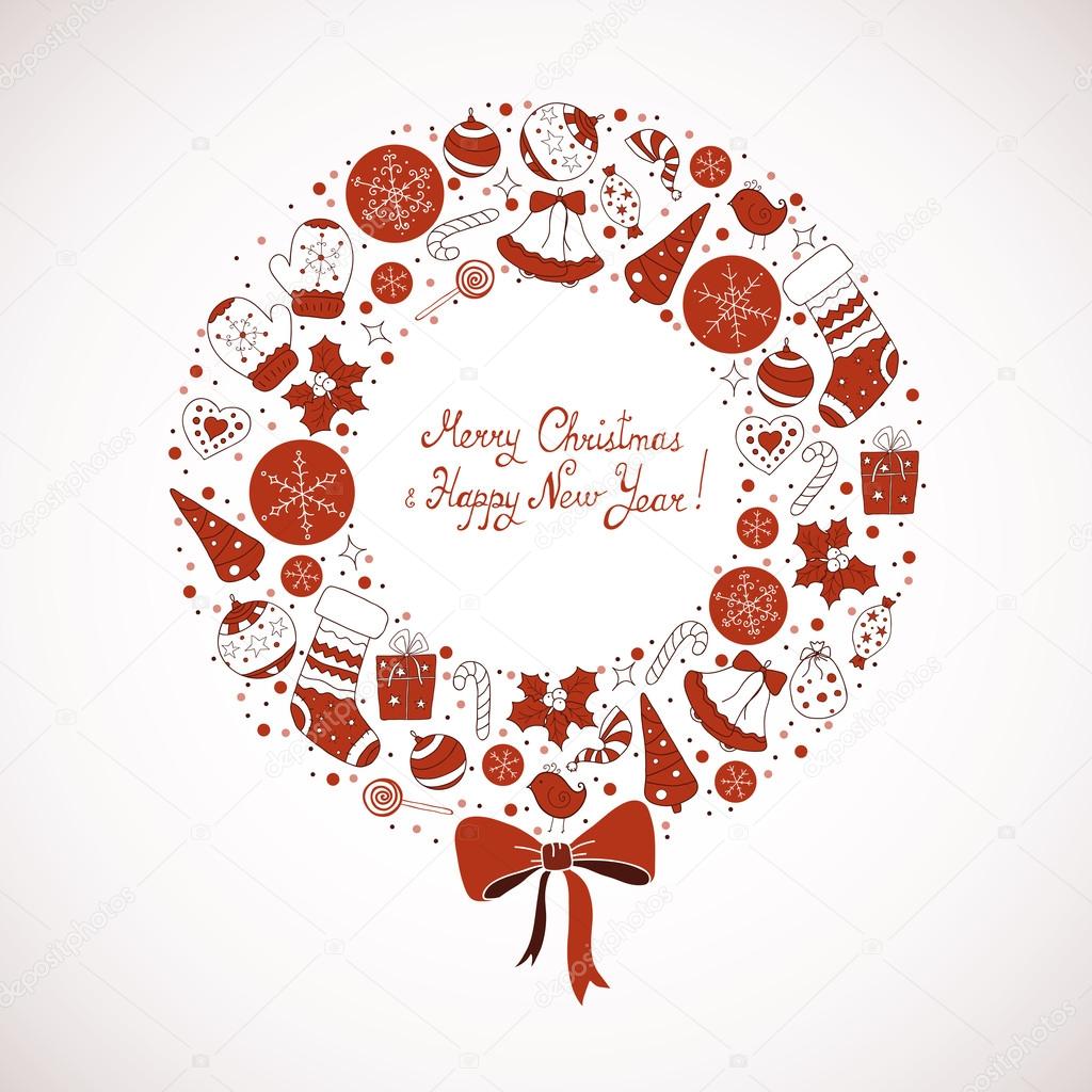 Christmas wreath with Christmas elements