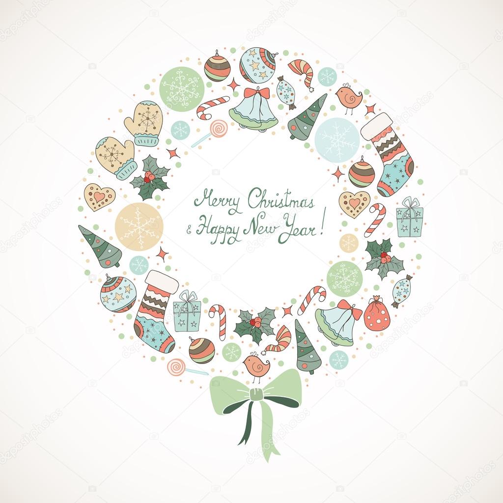 Christmas wreath with Christmas elements