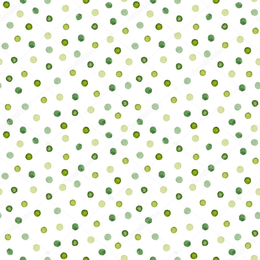 Watercolor seamless pattern.  Polka dots hand drawn. Abstract ba