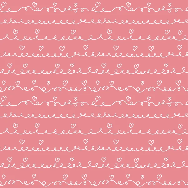 Hand drawn seamless pattern. Hearts — Stock Vector