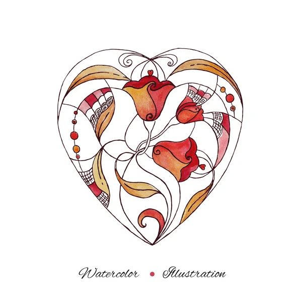 Acquerello cuore disegnato a mano. Illustrazione astratta. Amore backgro — Vettoriale Stock