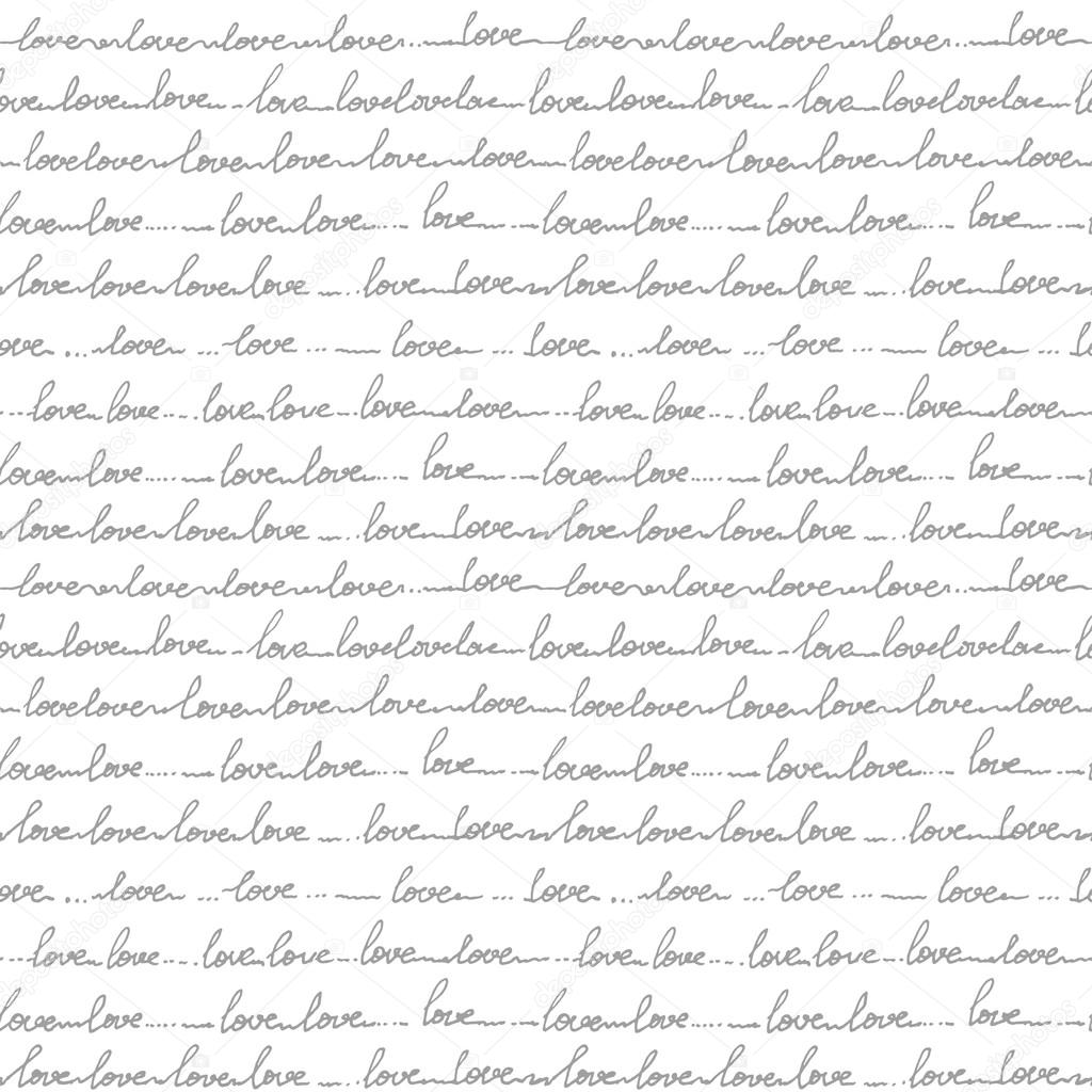 Hand drawn seamless pattern of the words love. Lines handwritten