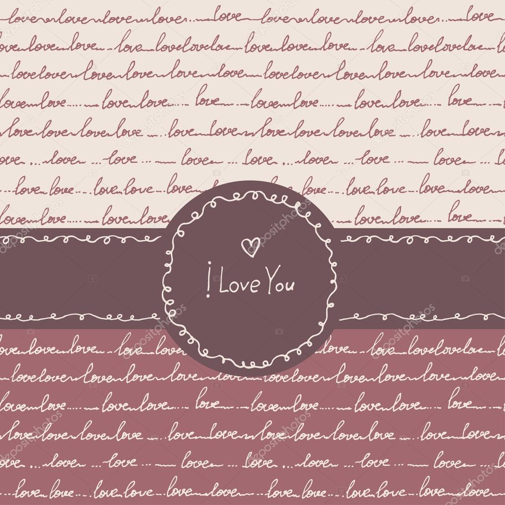 Set of hand drawn seamless patterns  with frame and ribbon. Word