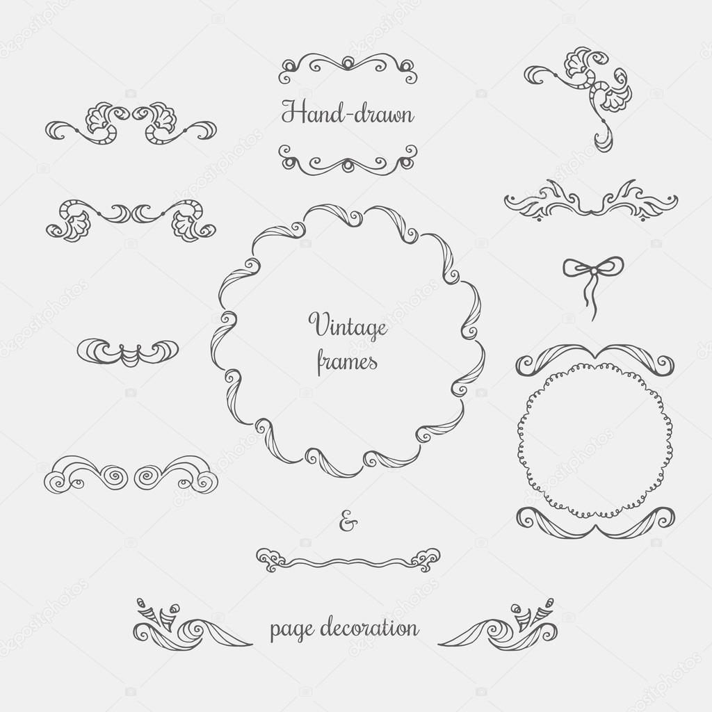 Vintage hand-drawn frames and page decoration