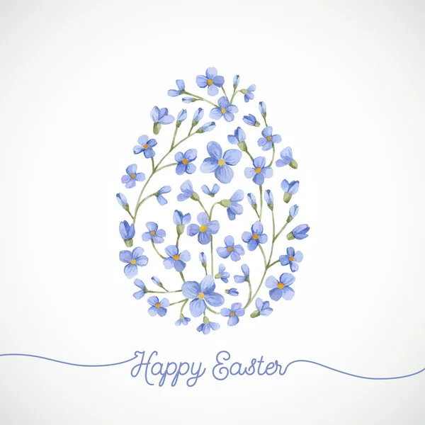 Happy Easter kartkę z życzeniami. Akwarela pisanka z kwiatami — Wektor stockowy