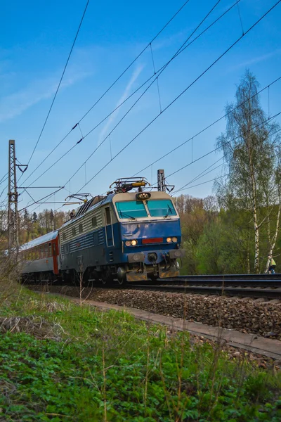 Train on the tracks — Stok fotoğraf