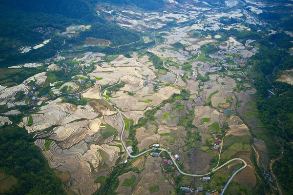 Luftaufnahme Von Reisterrassen Der Bergigen Region Vietnam — Stockfoto