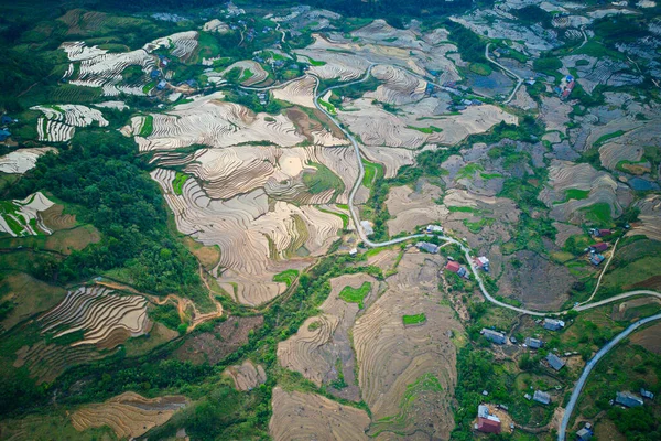 Aerial View Rice Terraces Mountainous Region Vietnam — Stock Photo, Image