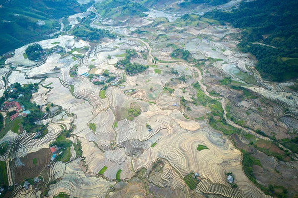 Luftaufnahme Von Reisterrassen Der Bergigen Region Vietnam — Stockfoto