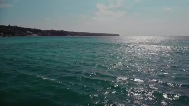 아름다운 대양 경치를 간직 한 채 해변을 나는 비행기 — 비디오