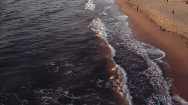 Пролетите над пляжем с потрясающим видом на океан — стоковое видео