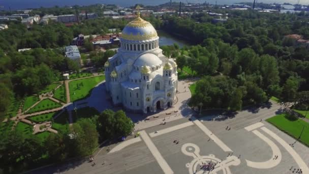 St. Nicholas Kronstadt Saint Petersburg Katedrali — Stok video