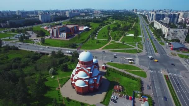 Saint Petersburg modern dari pandangan mata burung — Stok Video