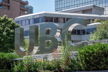 Vancouver, Canada - June 29,2020: View of sign UBC Robson Square in Downtown Vancouver. Sunny day. clipart